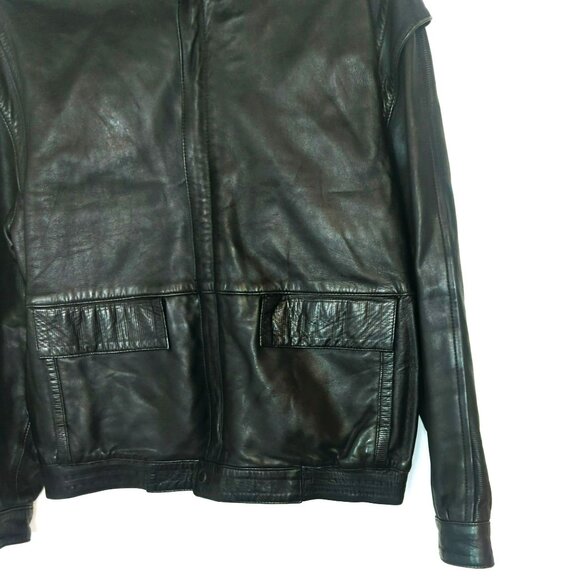 Vintage Torras Black Leather Jacket Mens Size 48 Made In Spain Pure Wool Lining - Picture 6 of 12